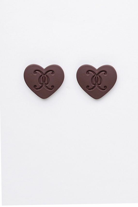 Heart Logo Stud Brown