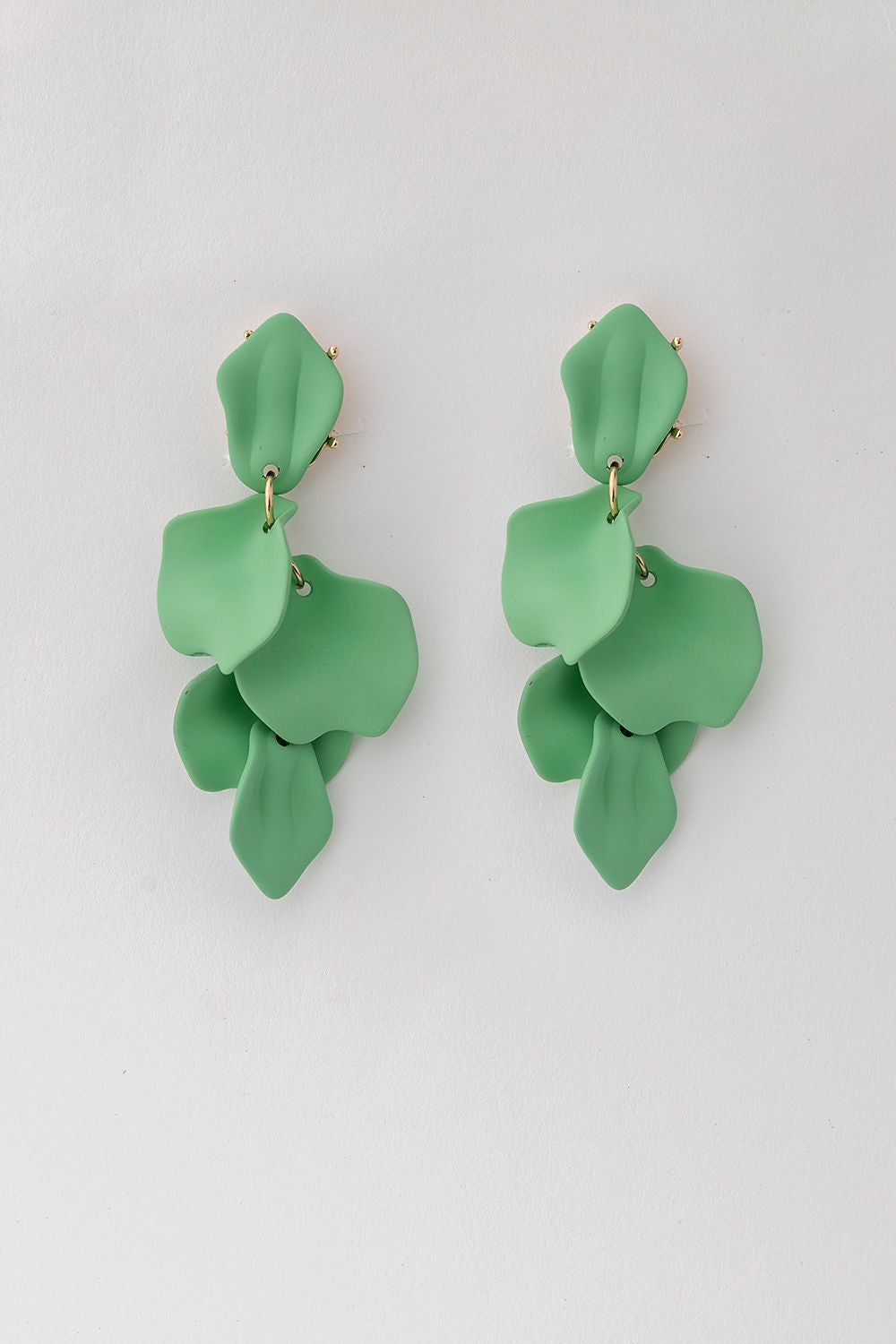 Leaf Clip on Earrings Soft Green