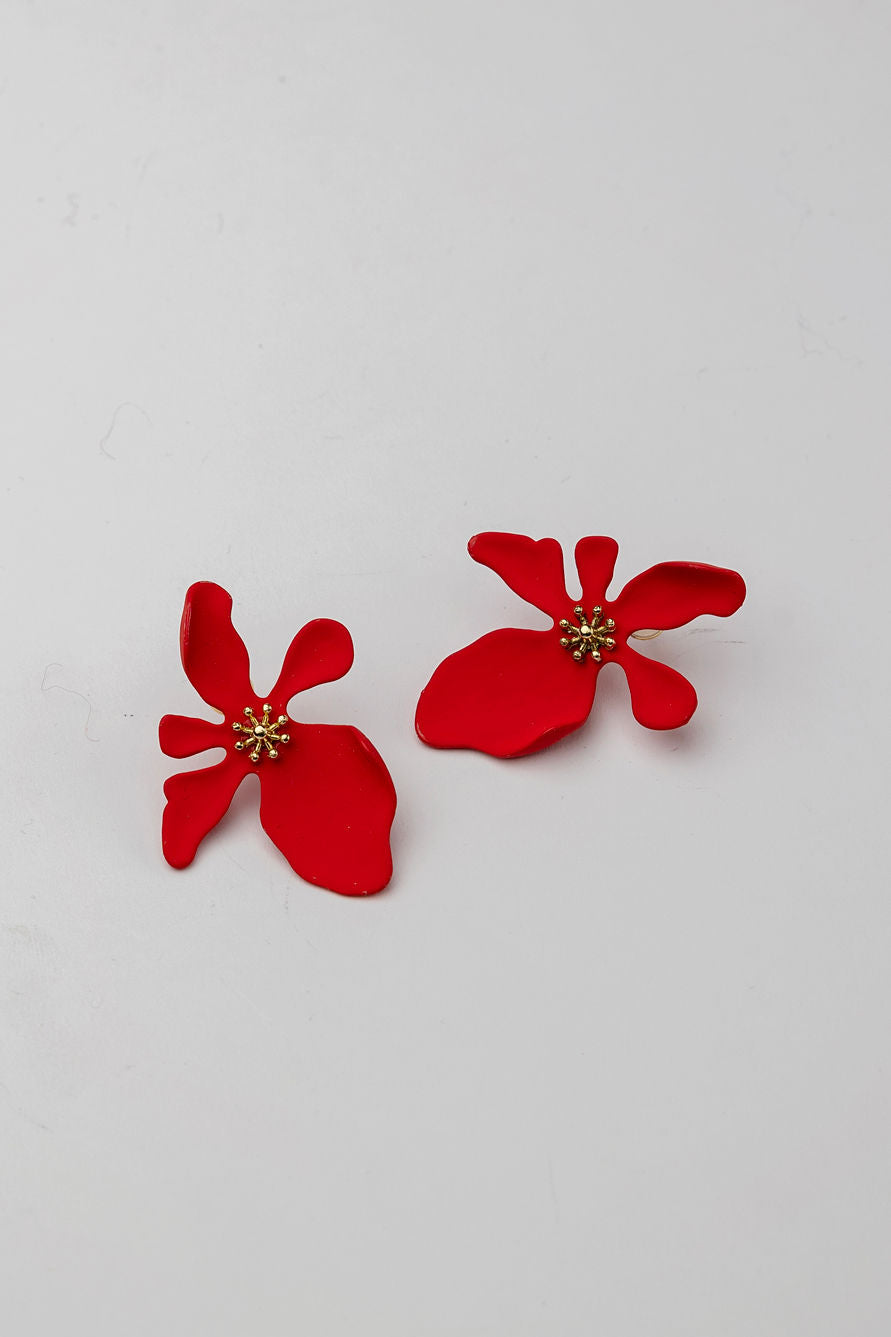 Flower Red Earrings