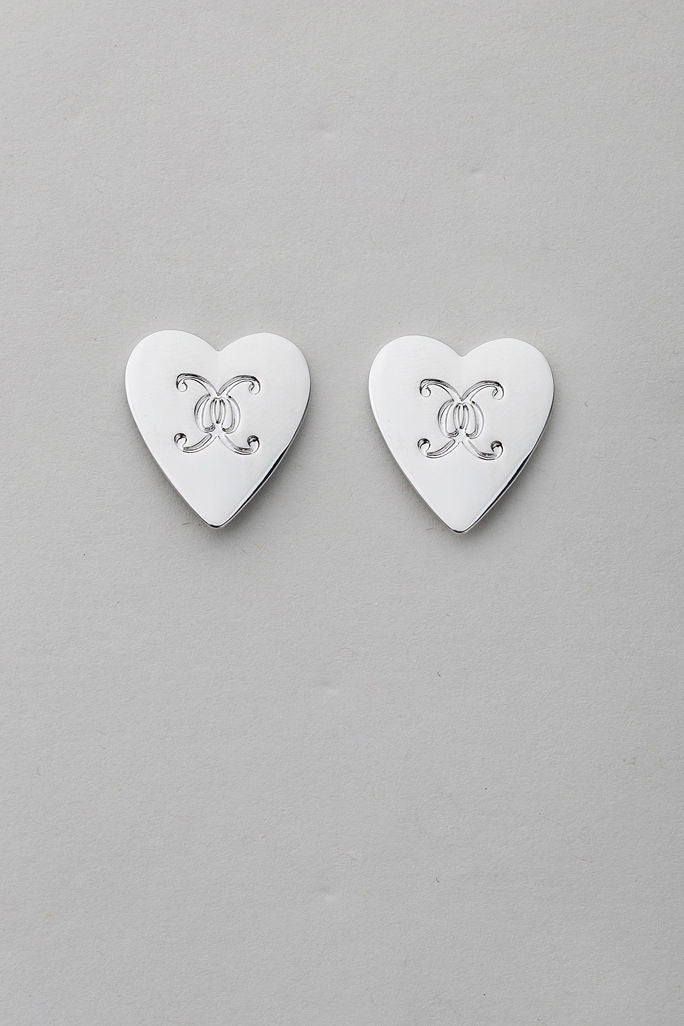 Heart Logo Bold Stud Silver