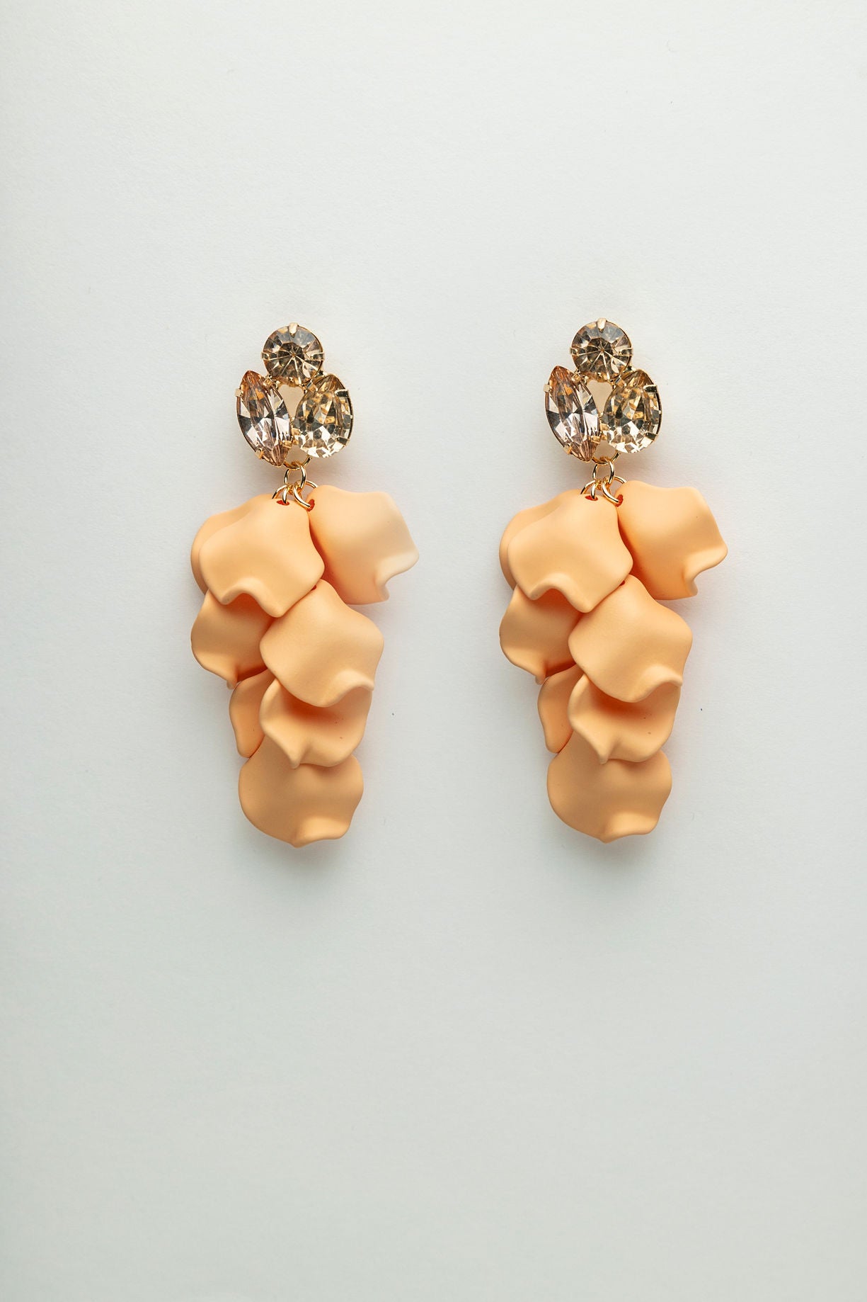 Leaf Stone Earrings Peach