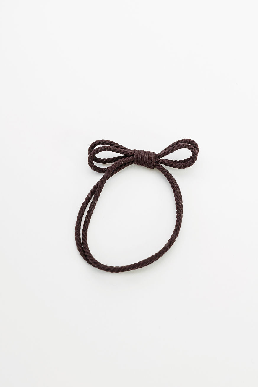 Bow Elastic Hairband Dark Brown