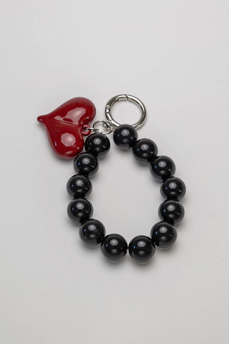 Charm Pearl Heart Black