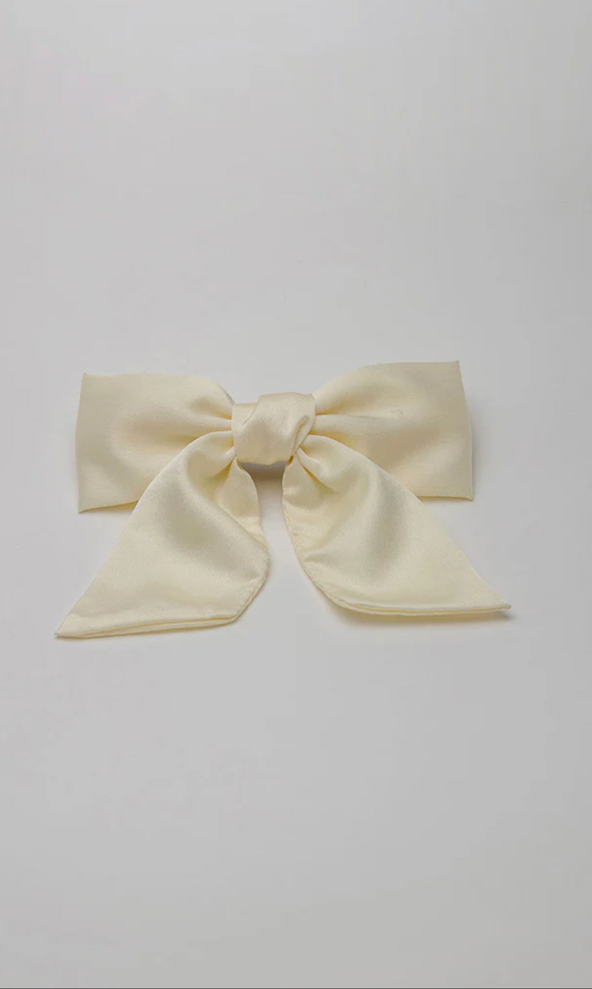 Bow Hair Clip Satin Offwhite