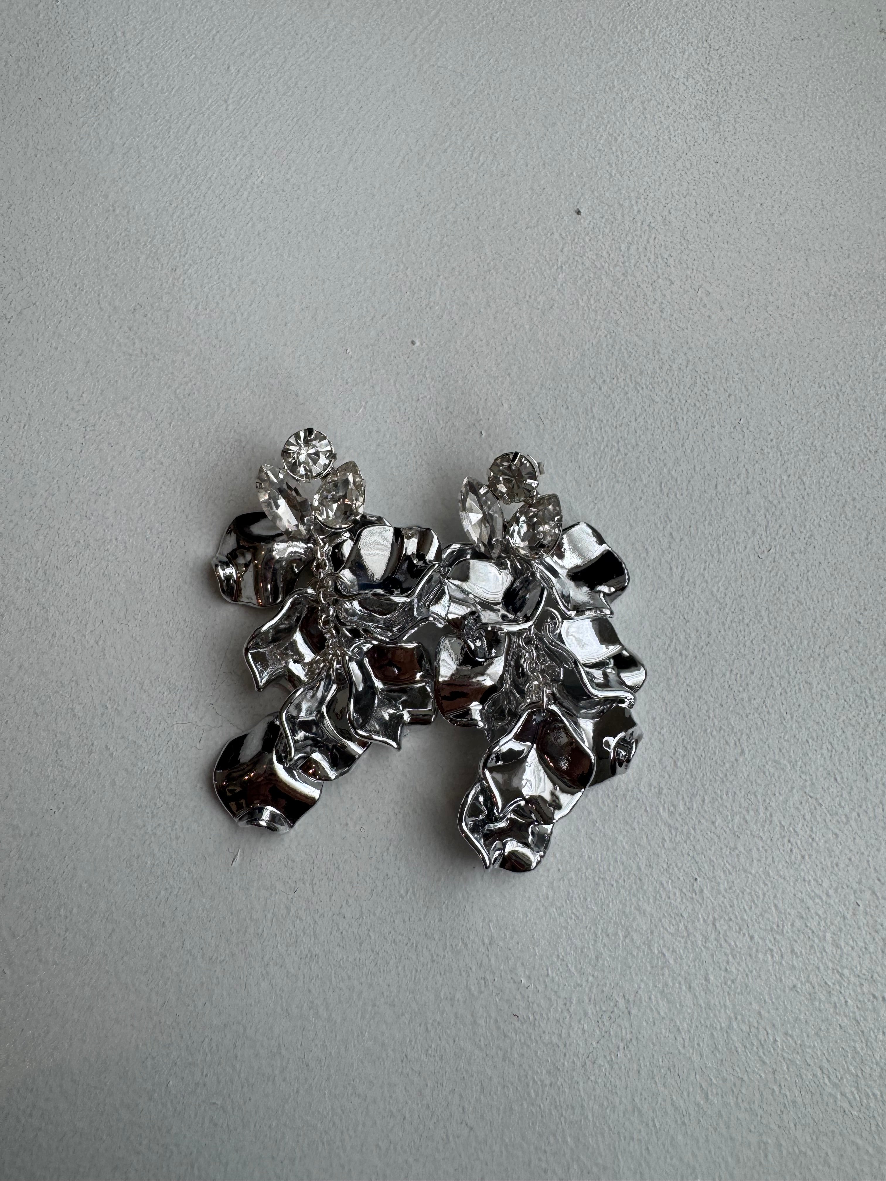 Leaf Stone Earrings Silver