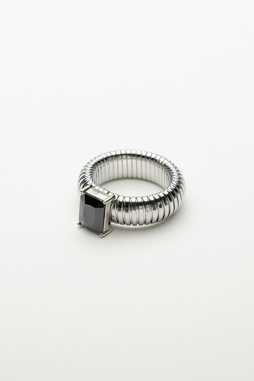 Sahara Ring Black Cz Silver 19