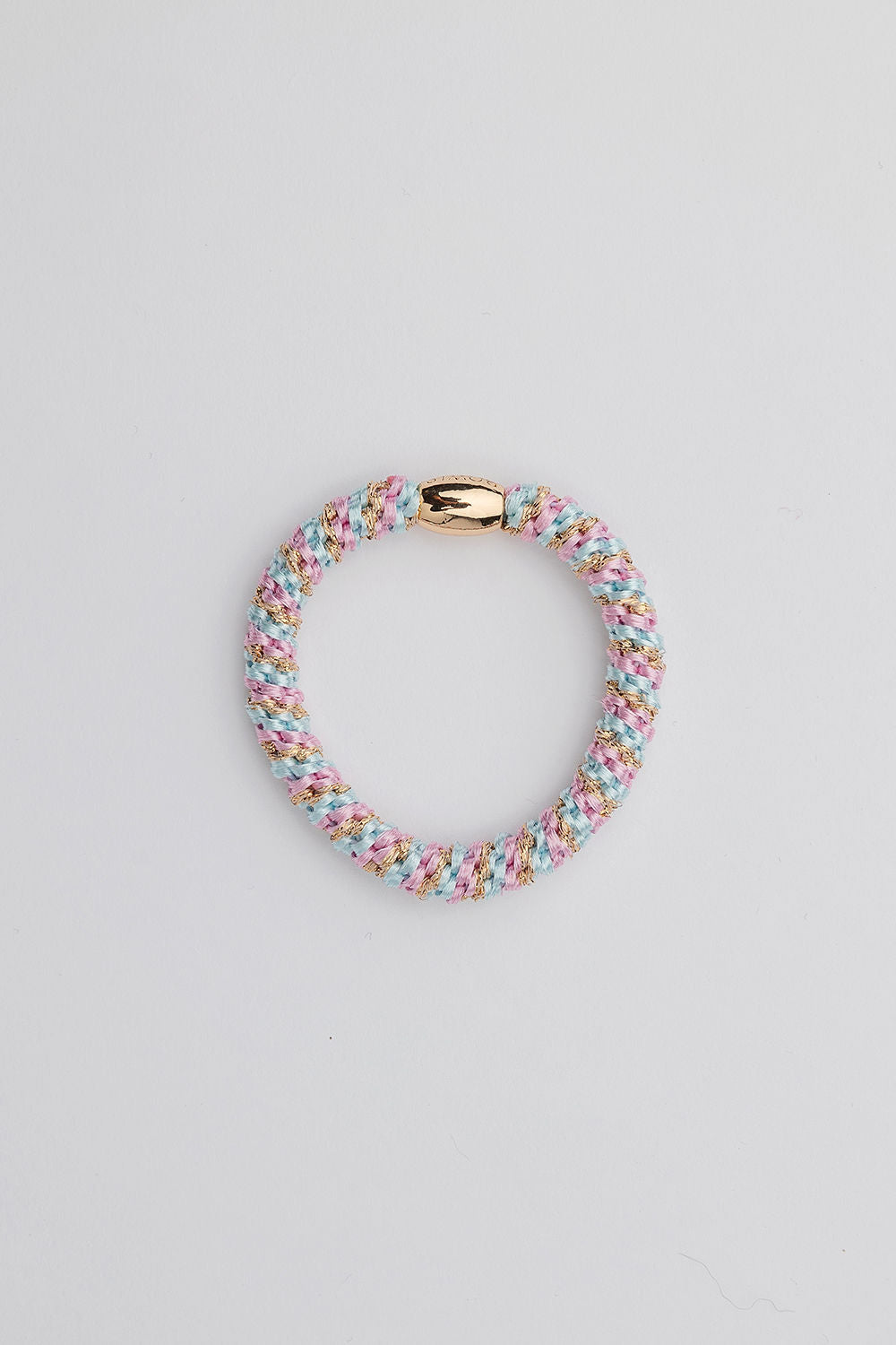 Elastic Hairband Striped Pink w Gold * NEWS