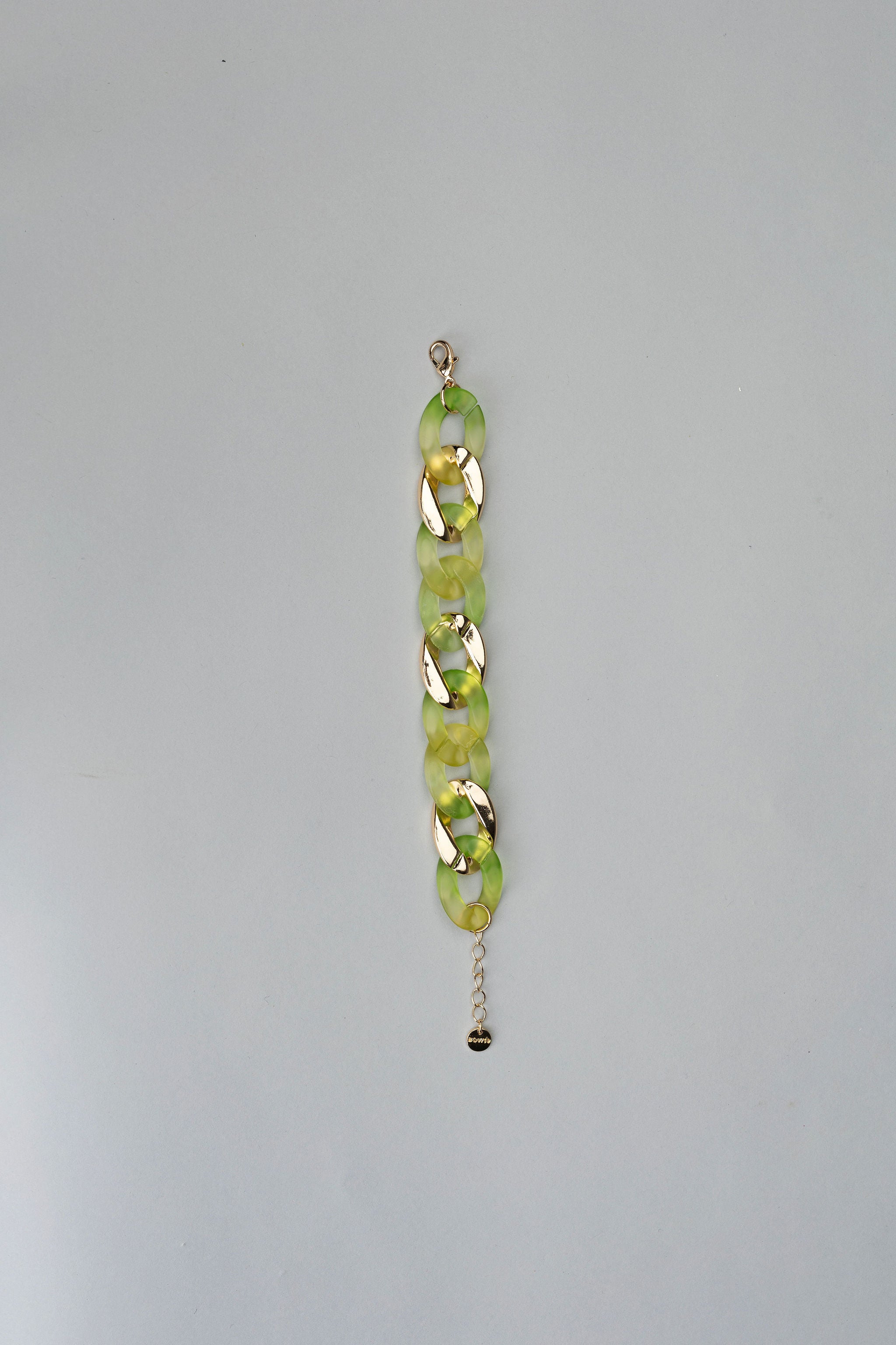 Big Chain Bracelet Lime Green with Gold