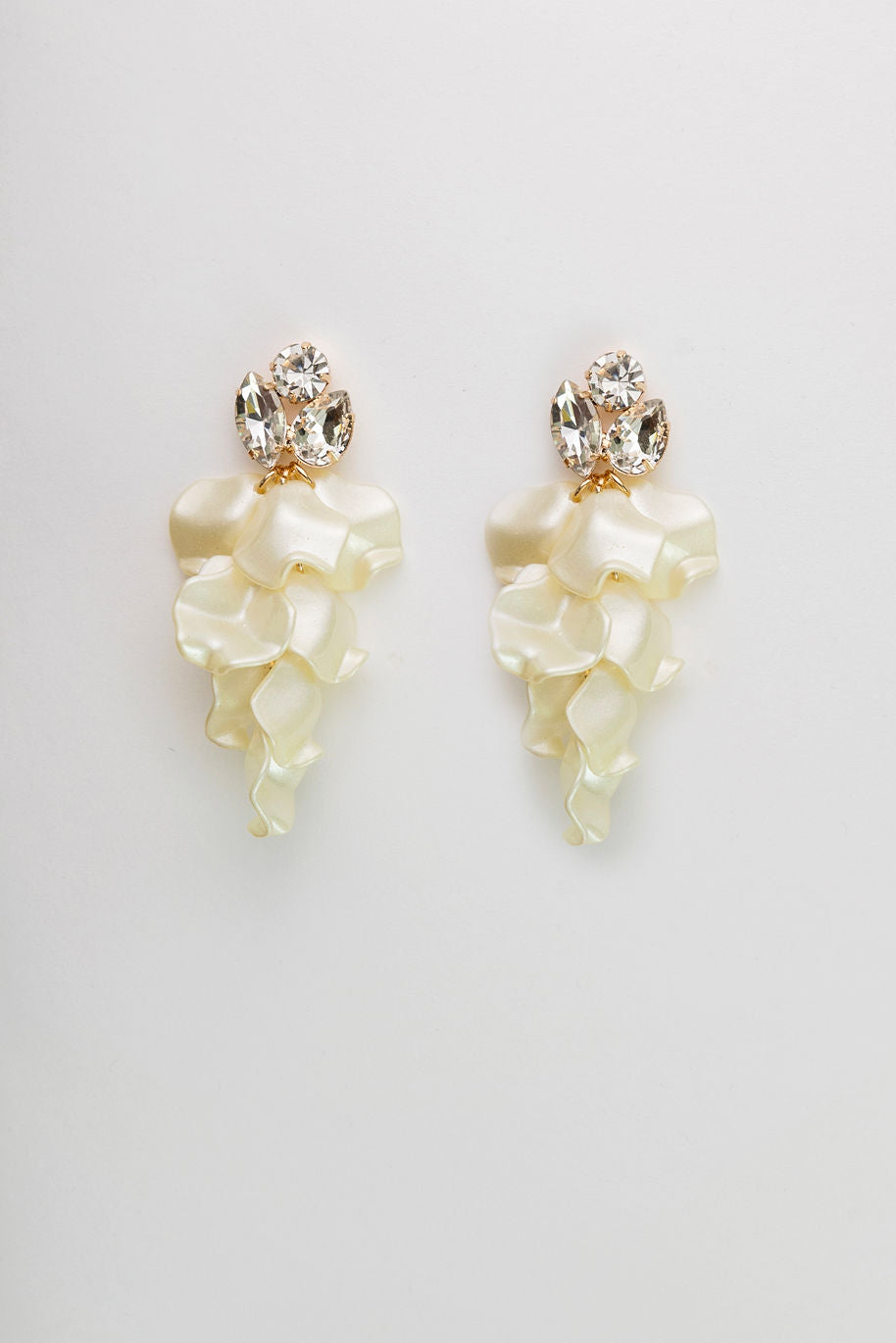 Leaf Stone Earrings Beige