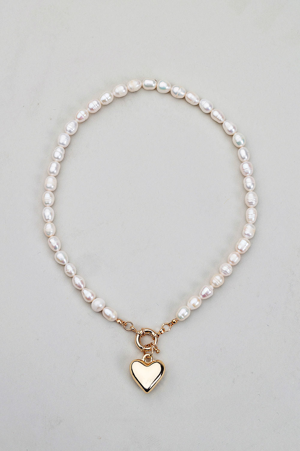Pearl Necklace Gold Heart