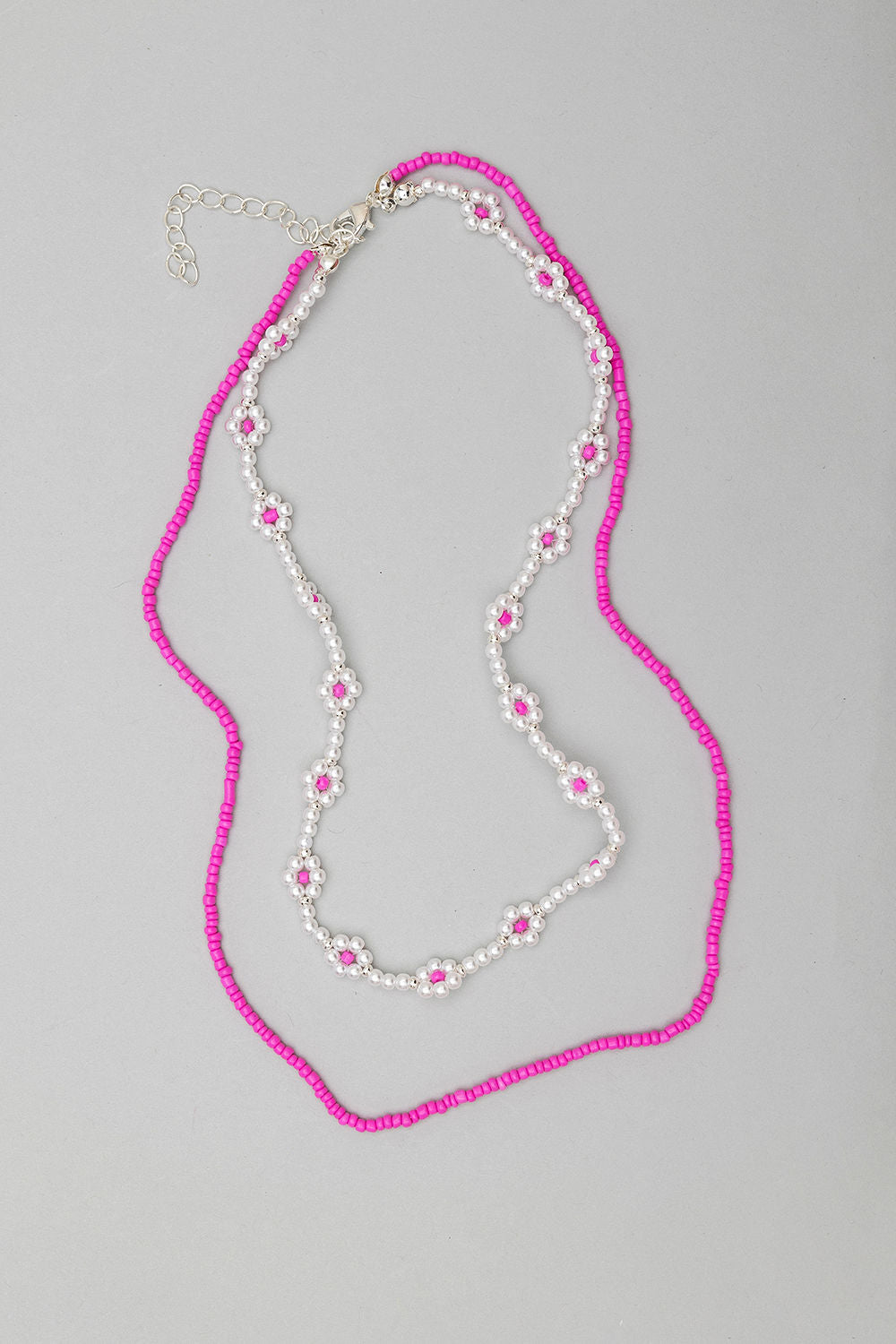 Summer Twin Flower necklace cerise