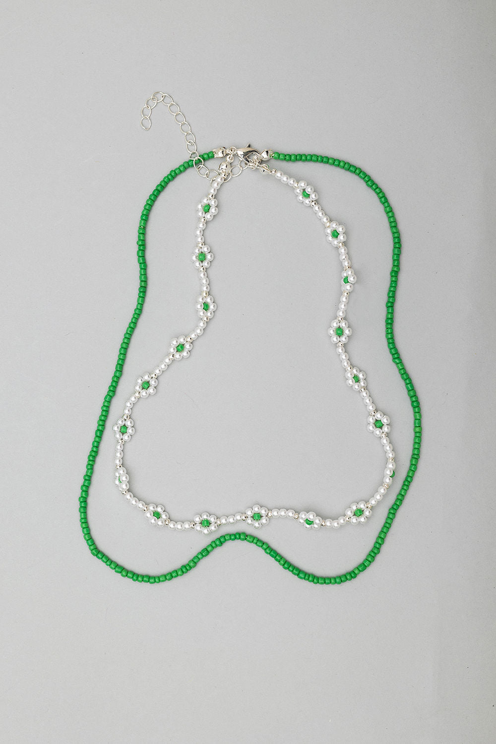 Summer Twin Flower Necklace Green