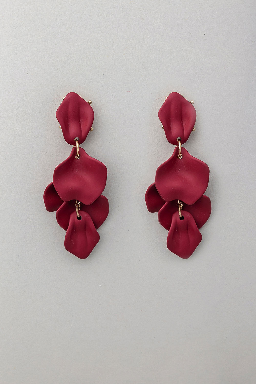Leaf Earrings Mat Burgundy - OUT OF STOCK