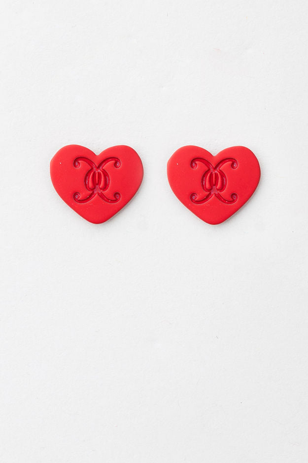 Heart Logo Stud Red