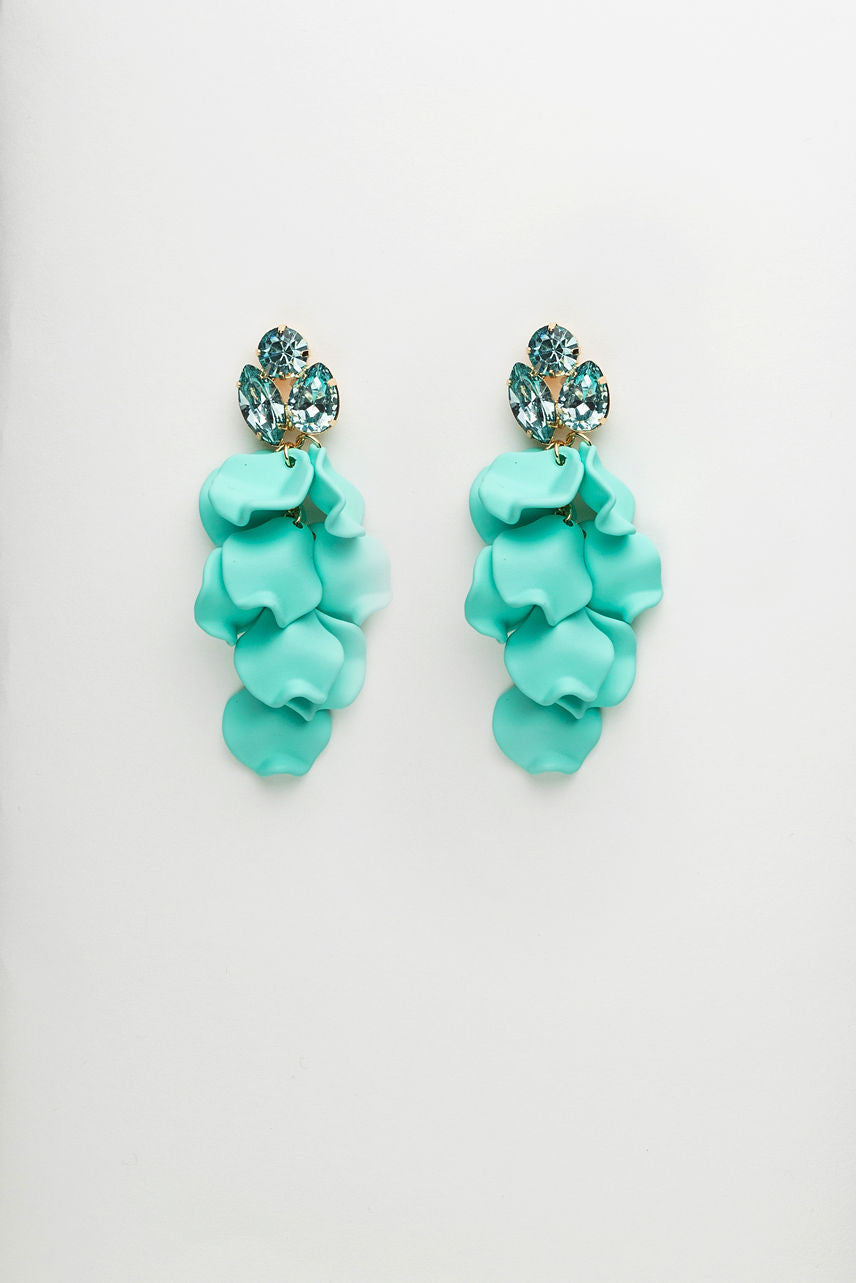 Leaf Stone Earrings Aqua