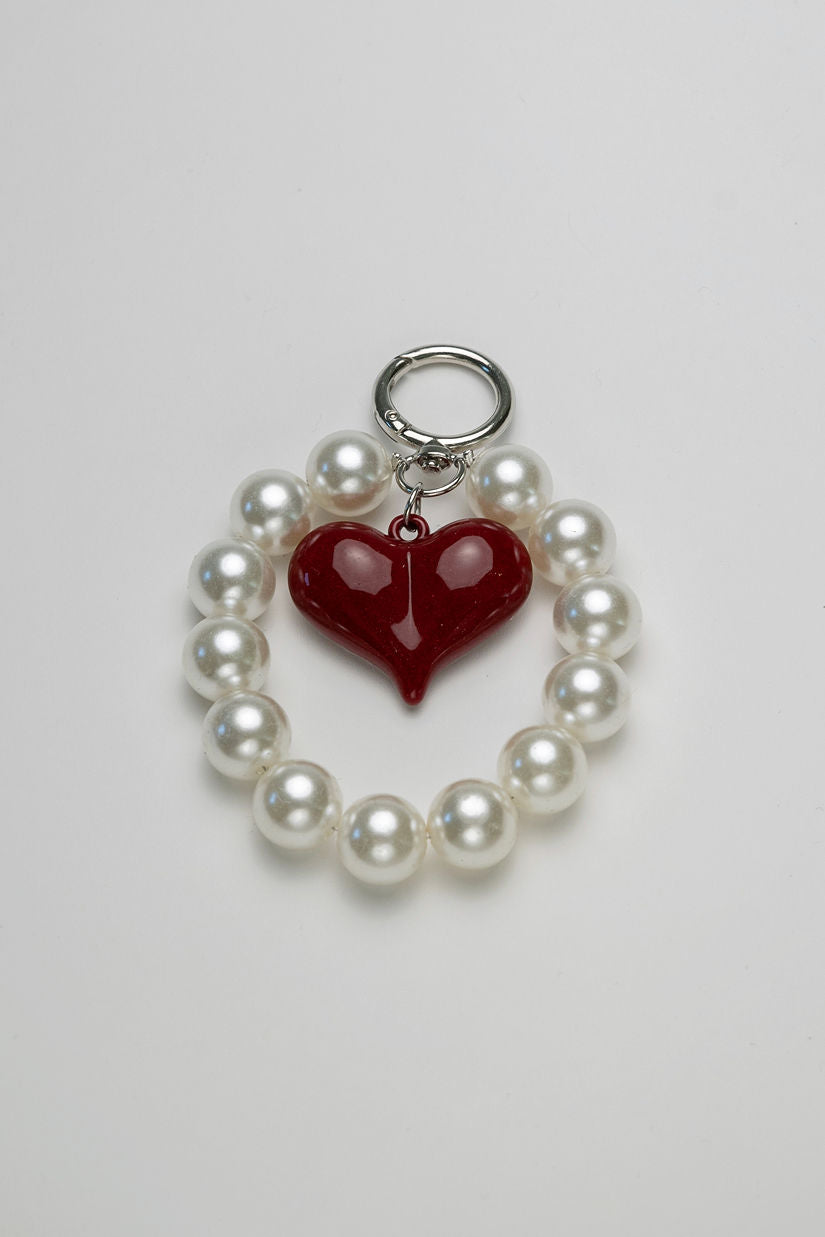 Charm Pearl Heart Red
