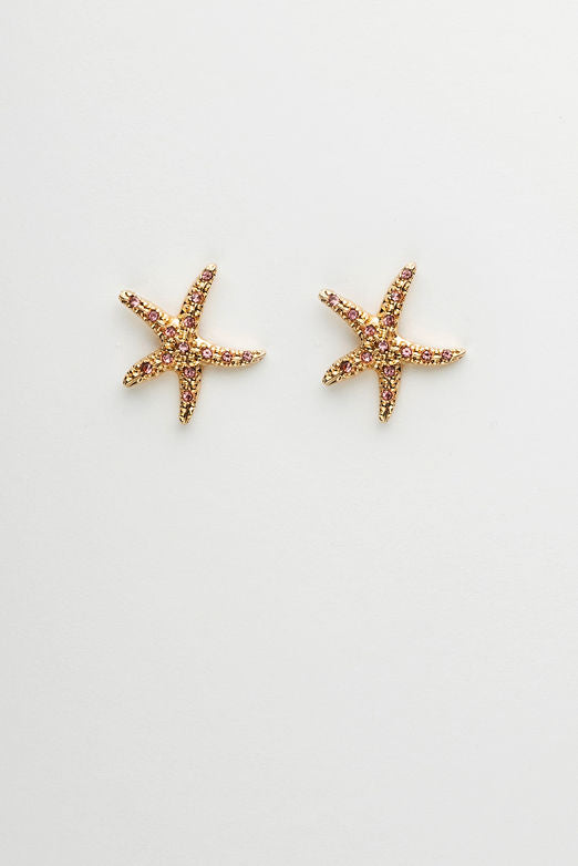 Starfish Studs Pink Cz
