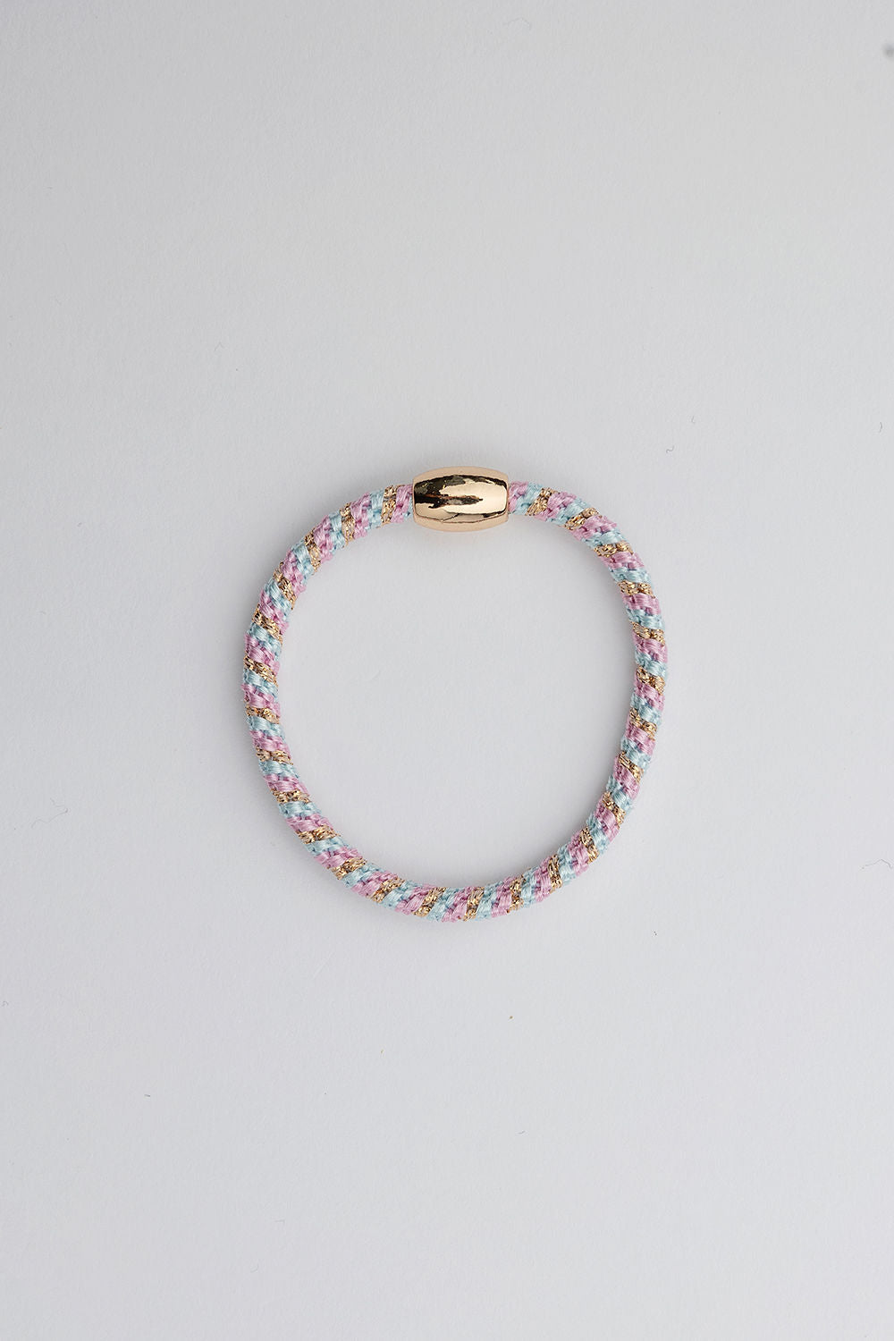 Elastic Hairband Thin Striped Pink w Gold* NEWS