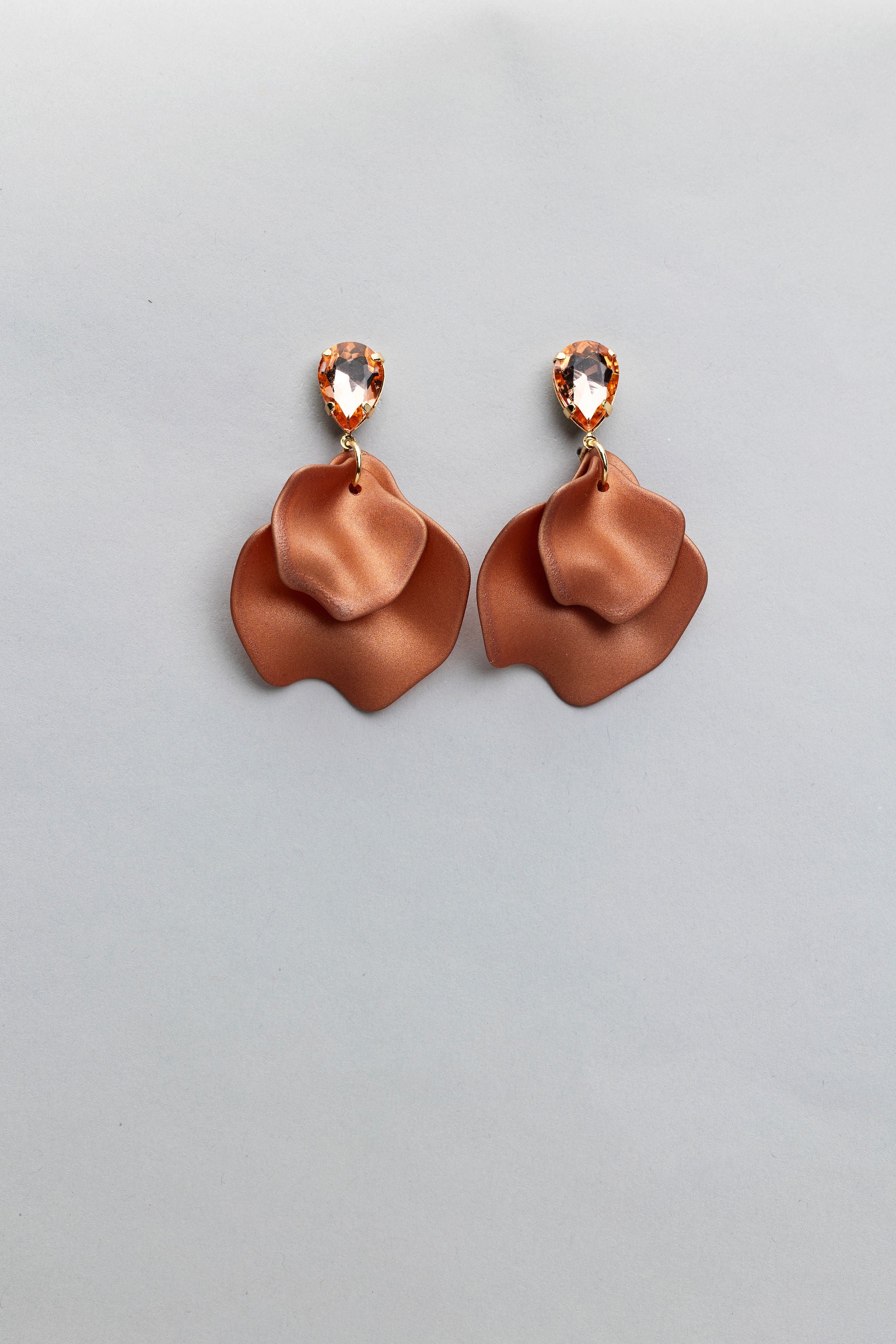 Leaf Earrings Brown Dream Cz