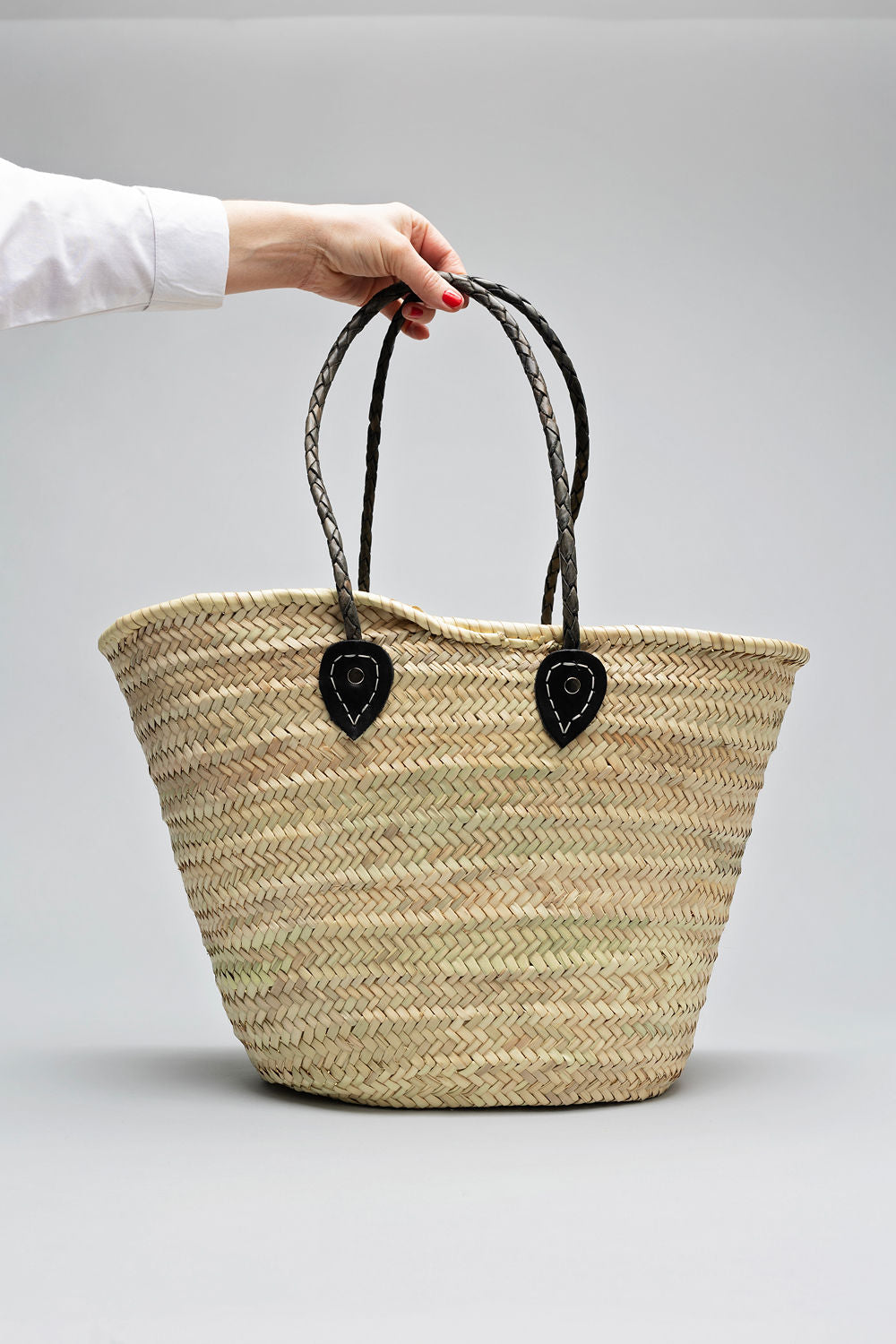 Straw Bag Classic L black